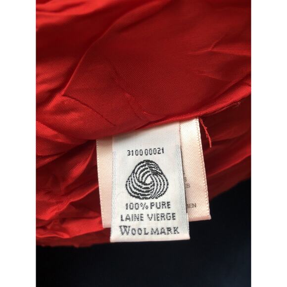 EUC Oscar de la Renta Bright Red Double Layer Skirt with Slit 100% Wool Size 4 - Picture 5 of 6